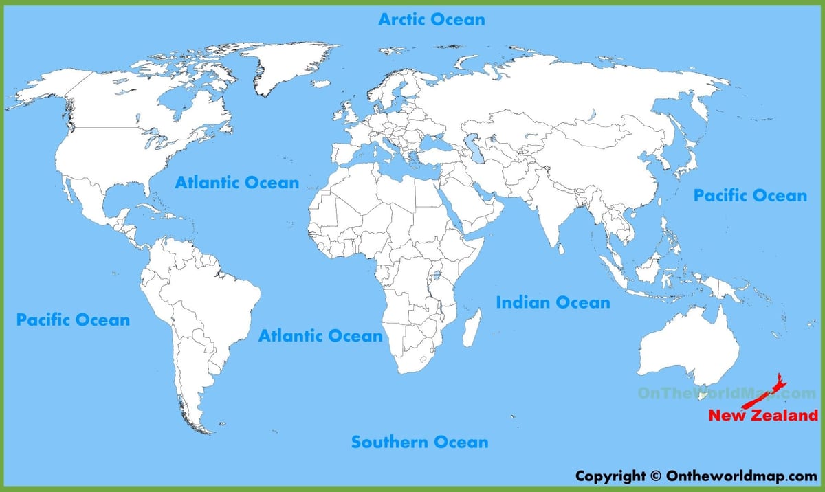 ニュージーランドの場所が世界の地図