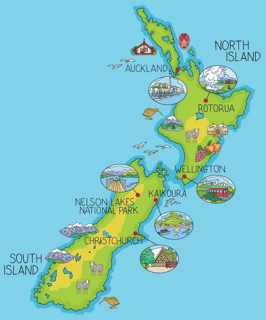 ニュージーランド地図漫画