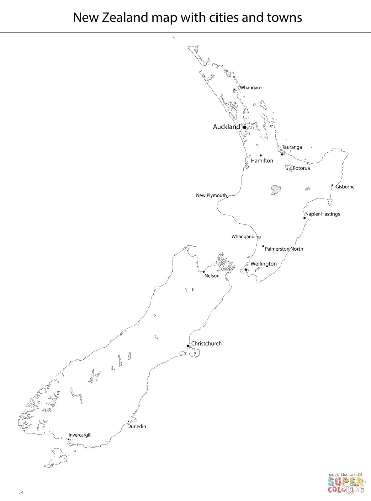 ニュージーランド地図と市町
