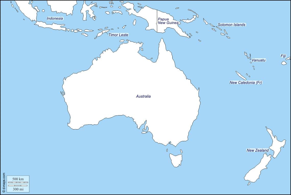 概要地図オーストラリア、ニュージーランド