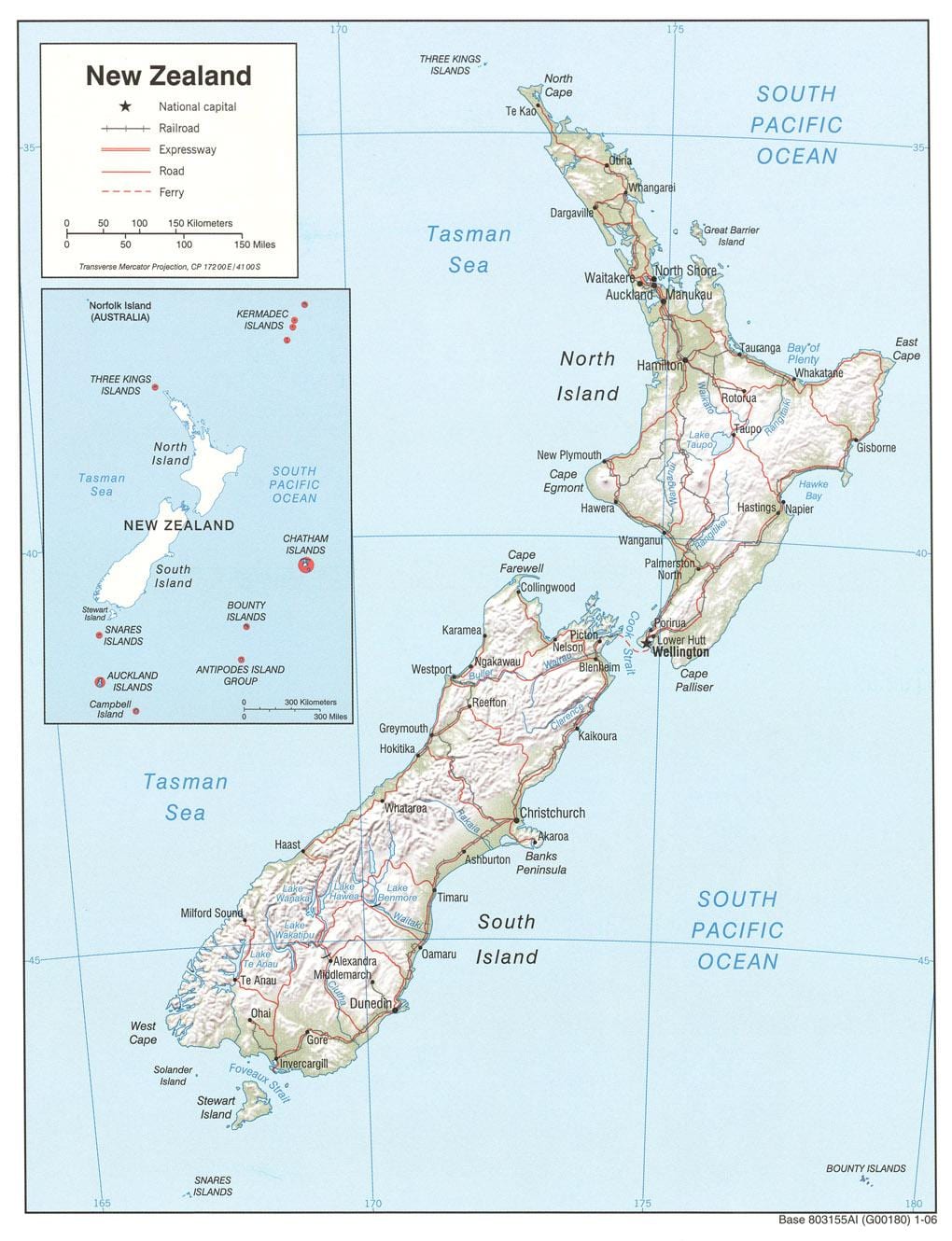 ニュージーランドの河川地図