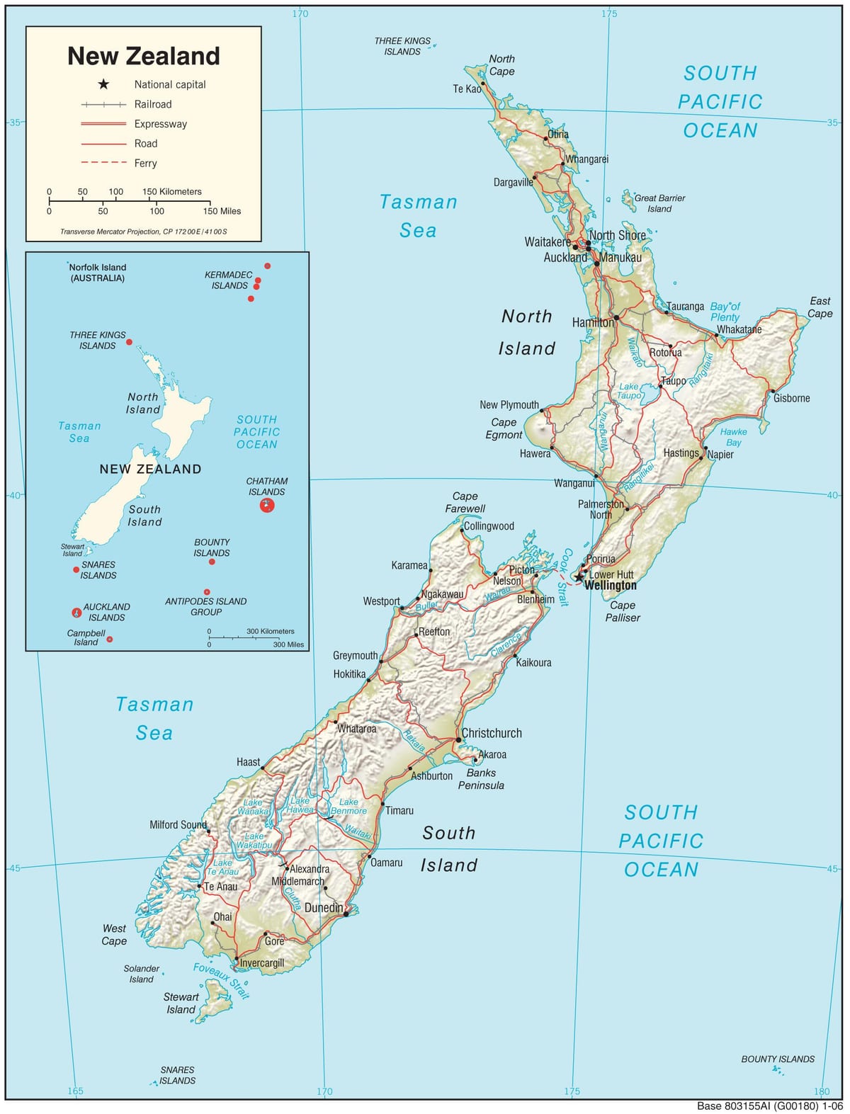 図ニュージーランド北島の距離