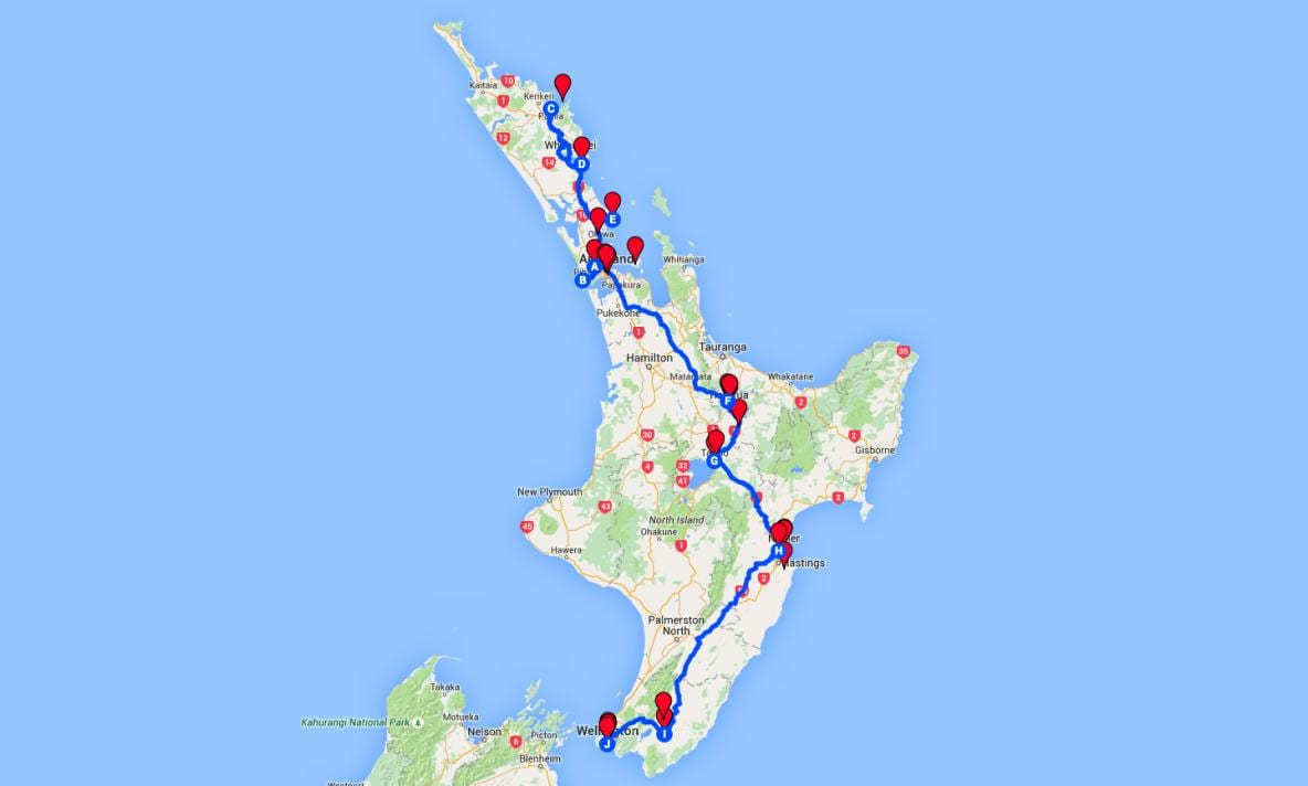 駆動地図の北島ニュージーランド