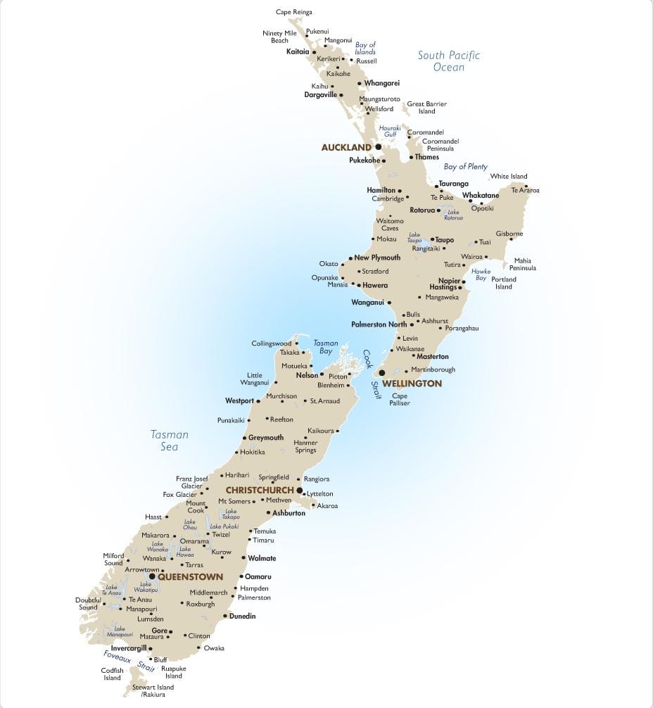 地図の南島ニュージーランドの名所