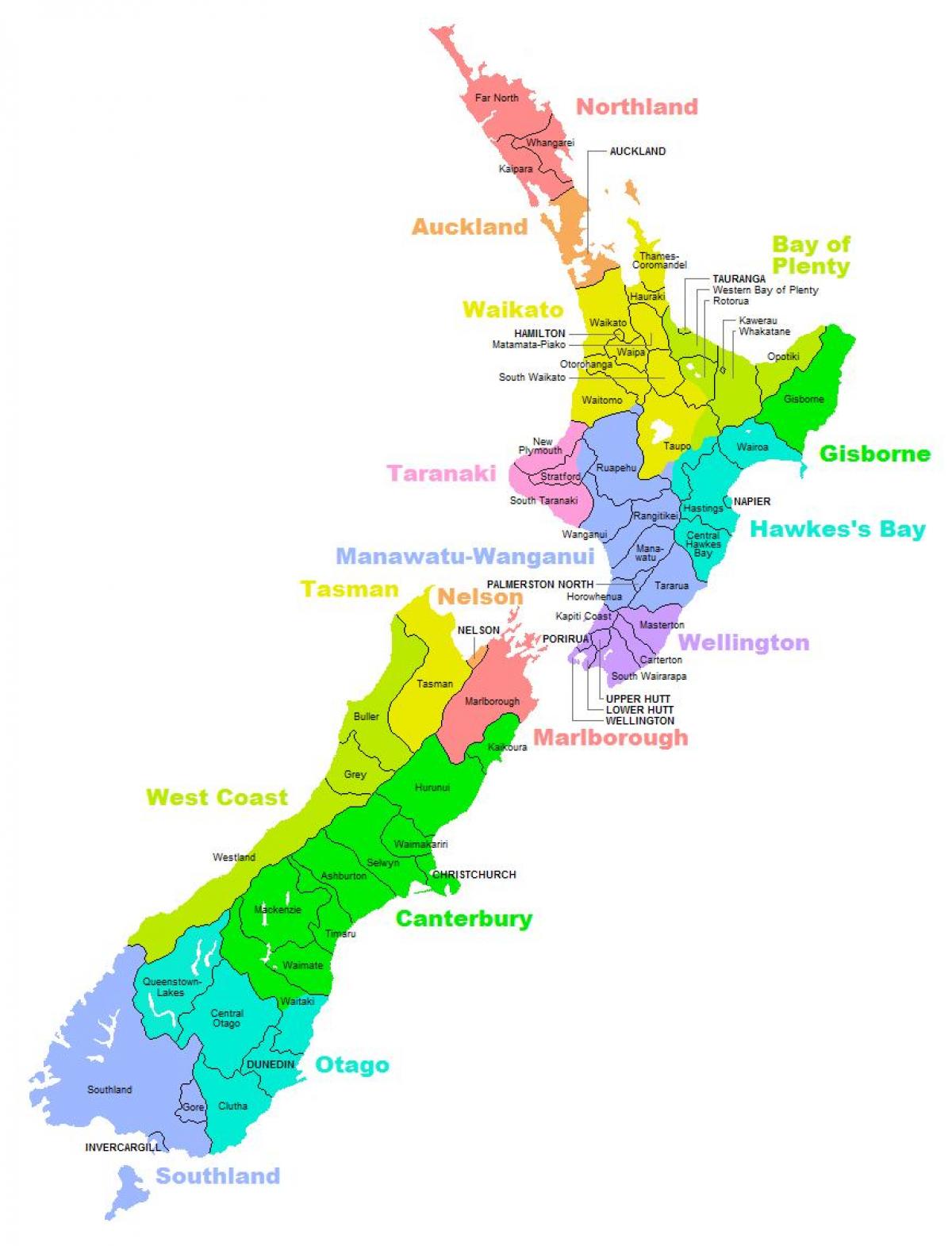 ニュージーランド地区地図