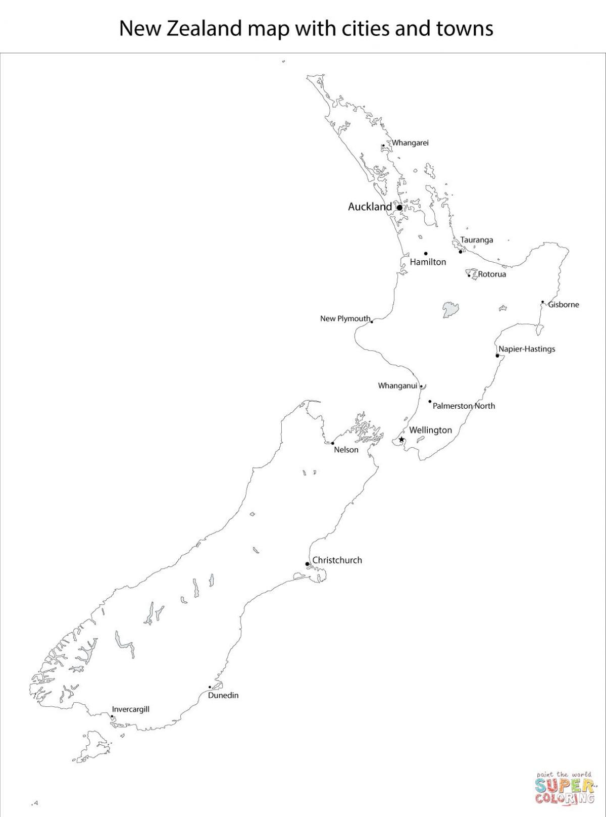 ニュージーランド地図と市町