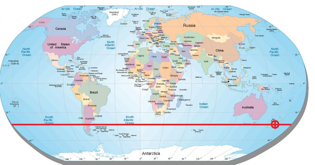 図ニュージーランドの緯度