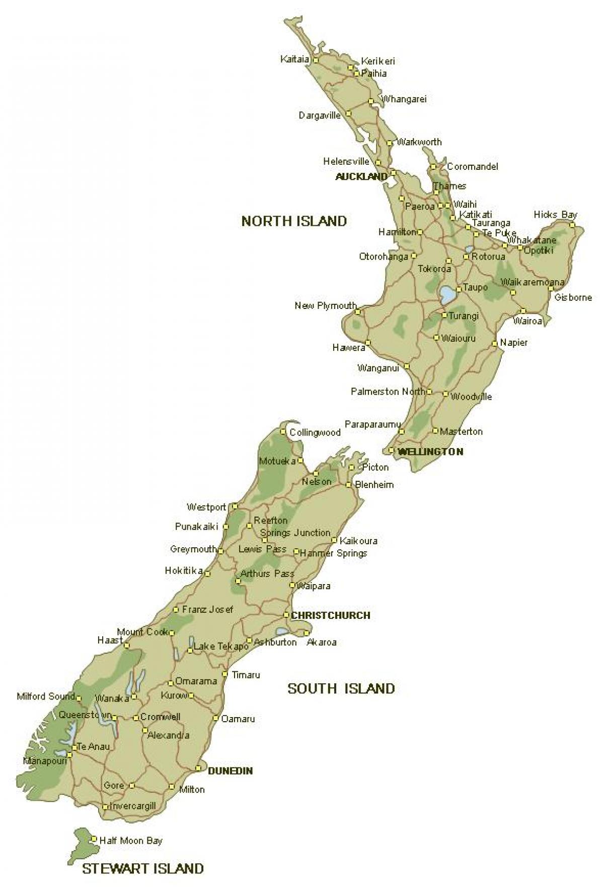 地図の詳細なニュージーランド