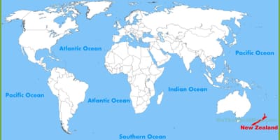 ニュージーランドの場所が世界の地図
