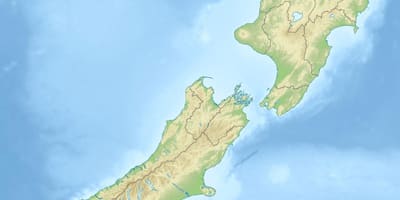 ニュージーランドの物理的特徴地図