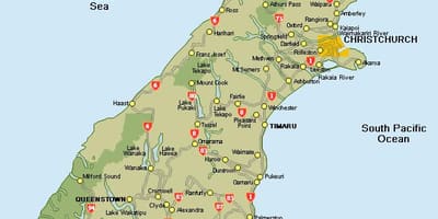 ニュージーランド地図south島道路地図
