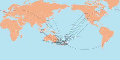 ニュージーランド航空の地図