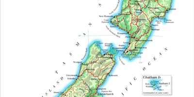 地図の黒砂のビーチニュージーランド