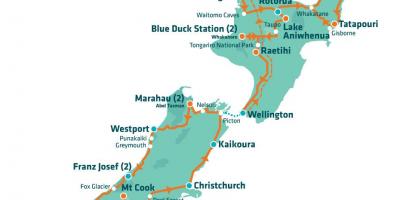ニュージーランドの観光名所の地図